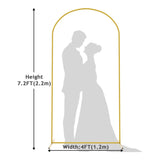 Gold Metal Wedding Arch Chiara Backdrop Stand Floral Display Frame With Round Top 7.2ft