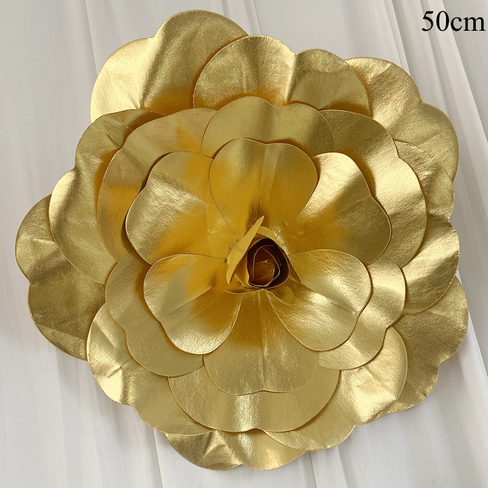 4 Packs Of Simulated Golden Rose Flower Wall Decoration 20"