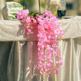 5 Pc Artificial Silk Hanging Wisteria Flower Garland Vines, 3 Strands in 1 Bush 44" Pink