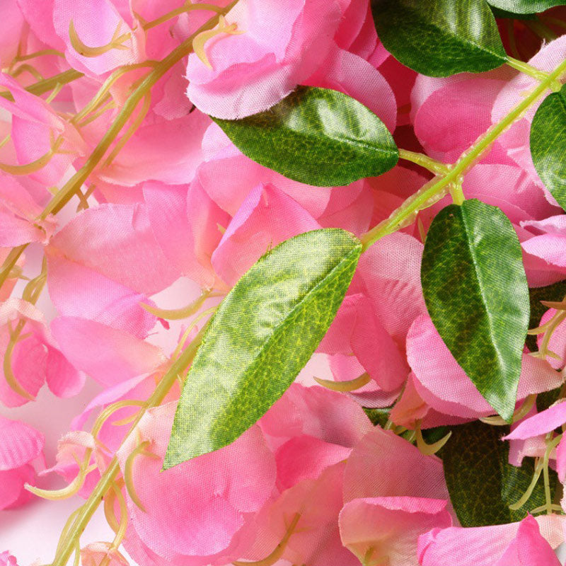5 Pc Artificial Silk Hanging Wisteria Flower Garland Vines, 3 Strands in 1 Bush 44" Pink