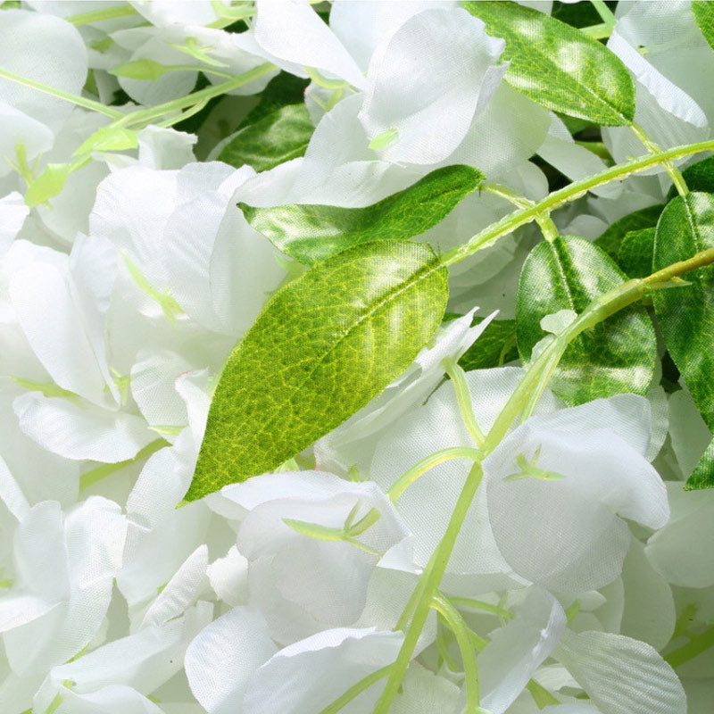 5 Pc Artificial Silk Hanging Wisteria Flower Garland Vines, 3 Strands in 1 Bush 44" White