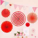 Set of 6 Green Hanging Paper Fan Decorations 8", 12", 16"