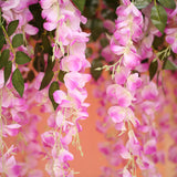 5 Pc Artificial Silk Hanging Wisteria Flower Garland Vines, 3 Strands in 1 Bush 44" Light Purple