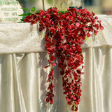 5 Pc Artificial Silk Hanging Wisteria Flower Garland Vines, 3 Strands in 1 Bush 44" Burgundy