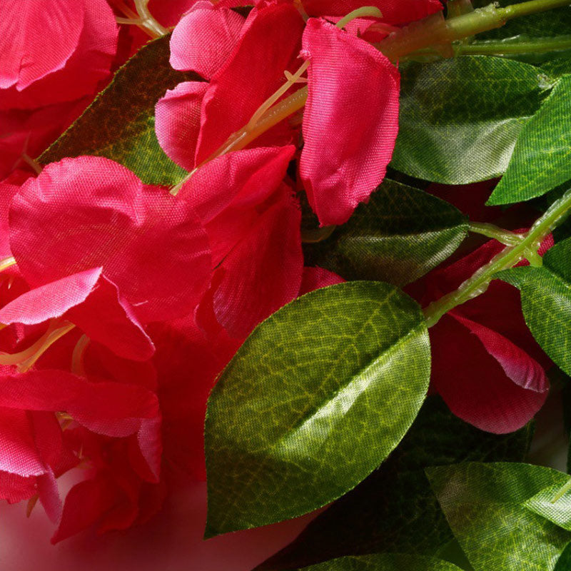 5 Pc Artificial Silk Hanging Wisteria Flower Garland Vines, 3 Strands in 1 Bush 44" Rose Red