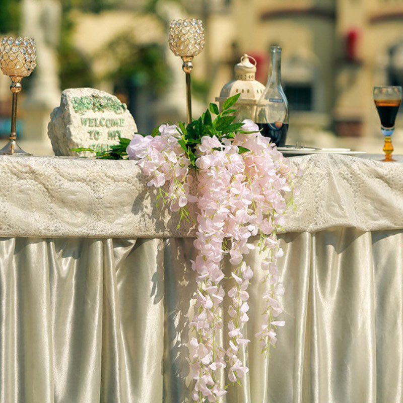 5 Pc Artificial Silk Hanging Wisteria Flower Garland Vines, 3 Strands in 1 Bush 44" Light Pink