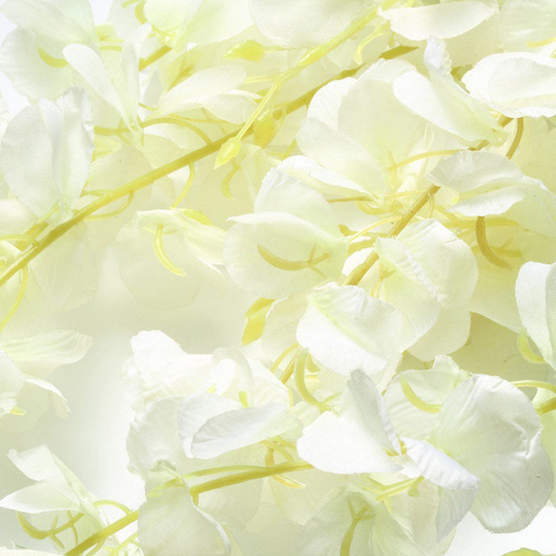 5 Pc Artificial Silk Hanging Wisteria Flower Garland Vines, 3 Strands in 1 Bush 44" Milky White