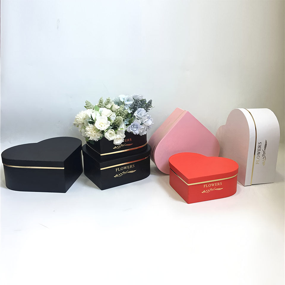 3 Pcs Heart Shaped Gift Boxes with Lids White
