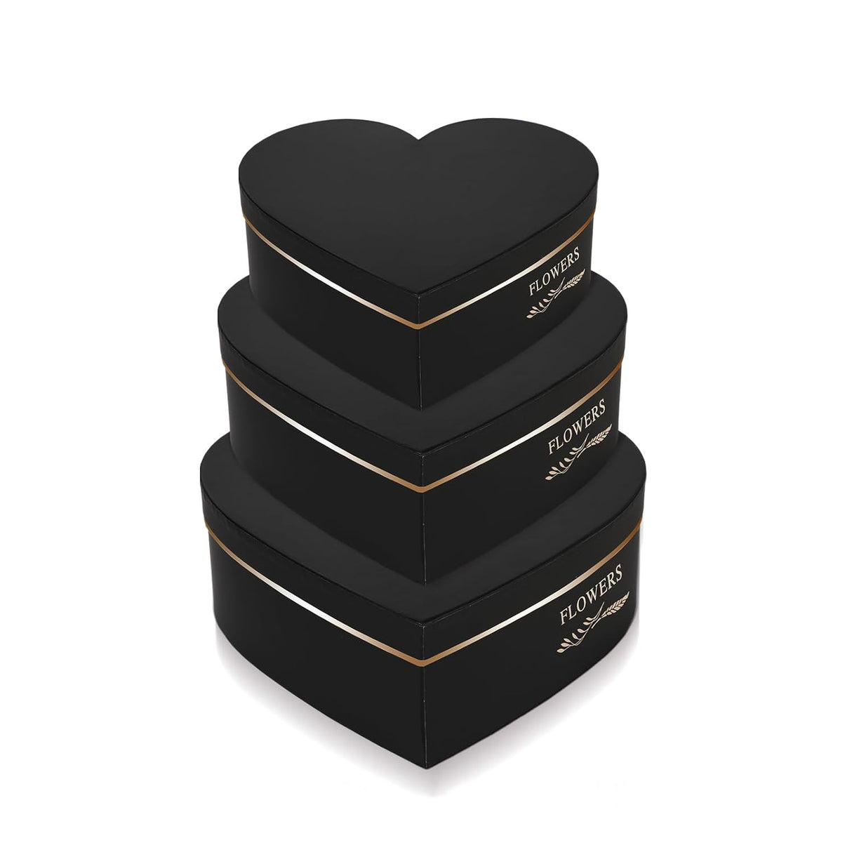 3 Pcs Heart Shaped Gift Boxes with Lids Black