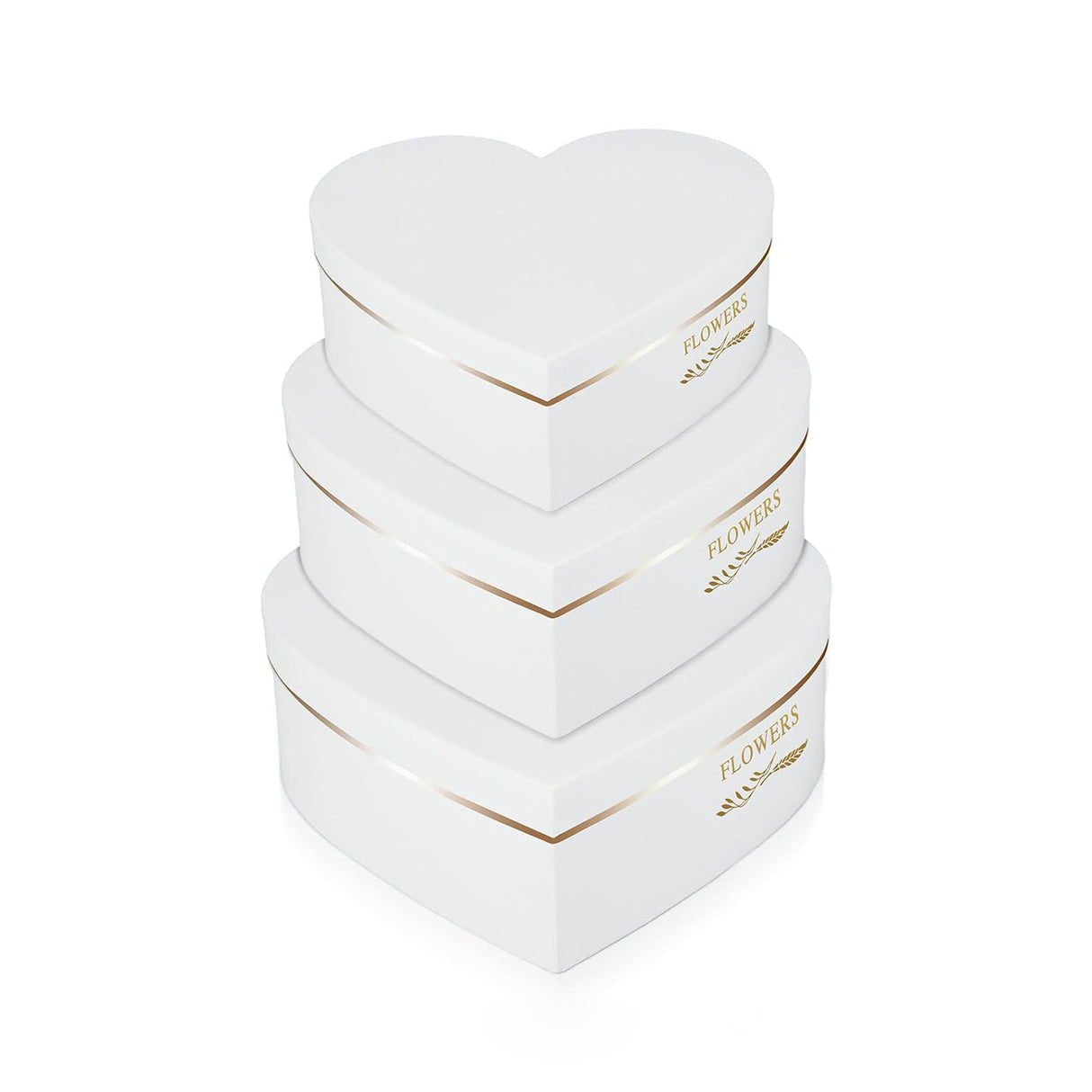 3 Pcs Heart Shaped Gift Boxes with Lids White