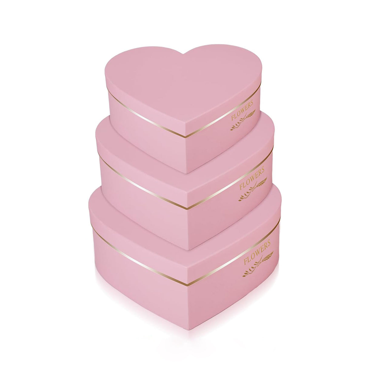 3 Pcs Heart Shaped Gift Boxes with Lids Pink