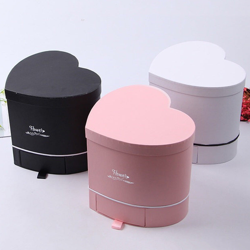 Luxury Heart Shaped Flower Boxes with Lids Double Layer Gift Paper Mache Boxes Pink