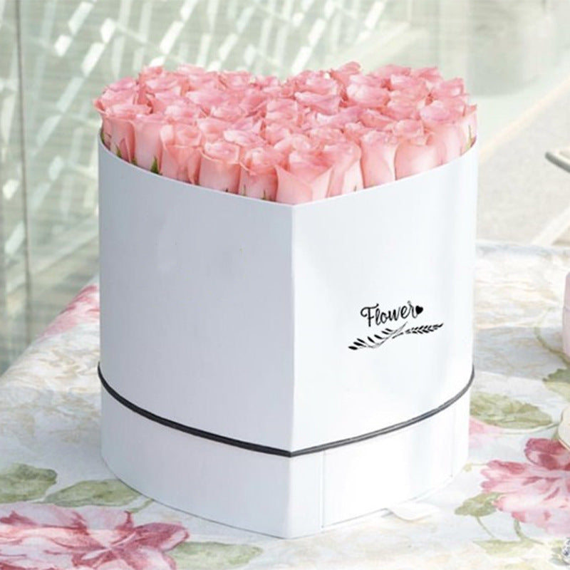 Luxury Heart Shaped Flower Boxes with Lids Double Layer Gift Paper Mache Boxes White