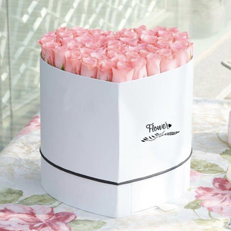Luxury Heart Shaped Flower Boxes with Lids Double Layer Gift Paper Mache Boxes White