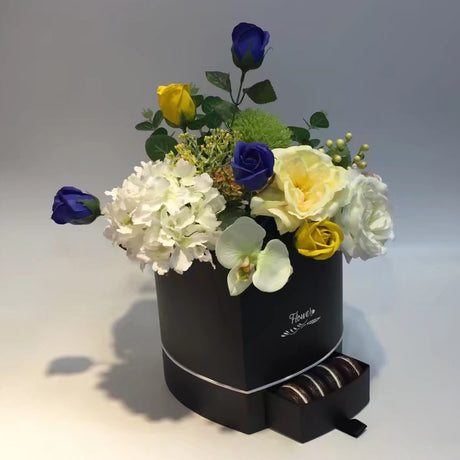 Luxury Heart Shaped Flower Boxes with Lids Double Layer Gift Paper Mache Boxes Black