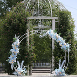 Gold Metal Double Hoop Wedding Arch Photo Backdrop Stand, Round Wedding Arbor Floral Balloon Frame 7.2ft