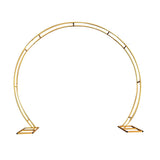 Gold Metal Double Hoop Wedding Arch Photo Backdrop Stand, Round Wedding Arbor Floral Balloon Frame 7.2ft
