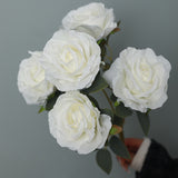 2 Bushes Premium Silk Jumbo Rose Flower Bouquet 16" White