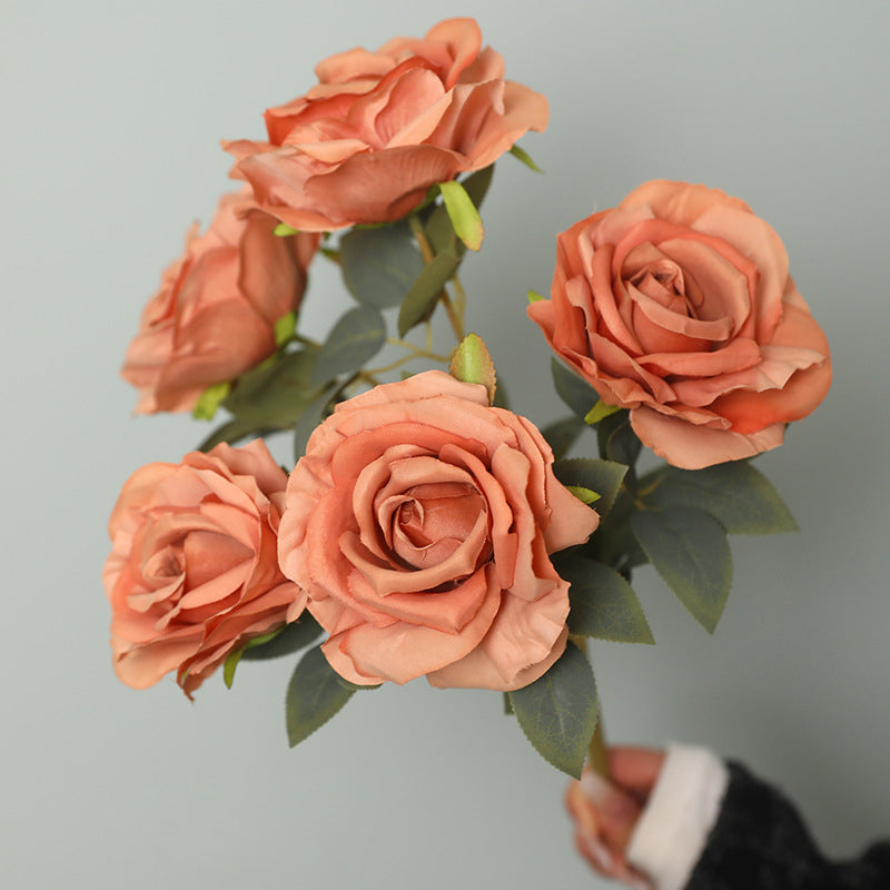 2 Bushes Premium Silk Jumbo Rose Flower Bouquet 16" Late Autumn Yellow