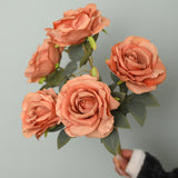 2 Bushes Premium Silk Jumbo Rose Flower Bouquet 16" Late Autumn Yellow