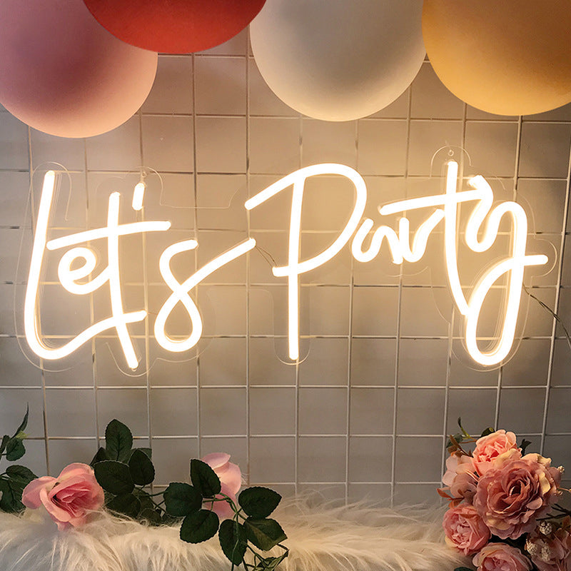 Let's Party LED Neon Light Sign With Chain 23"