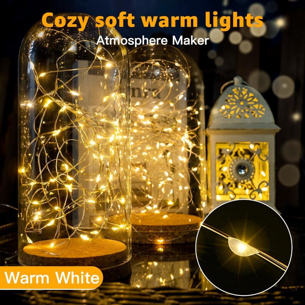20 LED Starry Bright String Lights 90" Micro Fairy Lights Warm White - Battery Operated
