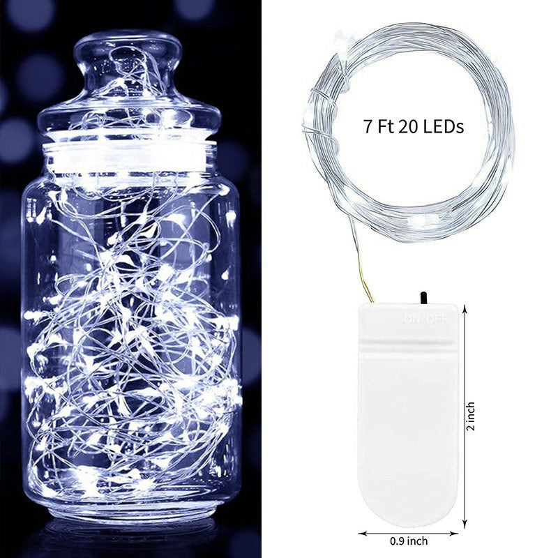 20 LED Starry Bright String Lights 90" Micro Fairy Lights White - Battery Operated