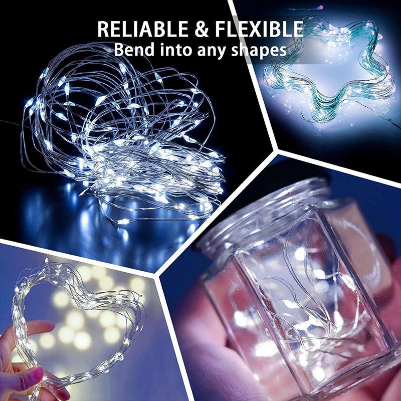 20 LED Starry Bright String Lights 90" Micro Fairy Lights White - Battery Operated