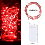 20 LED Starry Bright String Lights 90" Micro Fairy Lights Red - Battery Operated