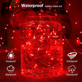 20 LED Starry Bright String Lights 90" Micro Fairy Lights Red - Battery Operated