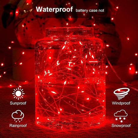 20 LED Starry Bright String Lights 90" Micro Fairy Lights Red - Battery Operated