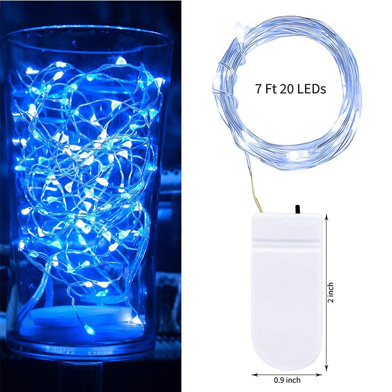 20 LED Starry Bright String Lights 90" Micro Fairy Lights Blue - Battery Operated