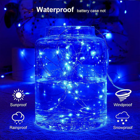 20 LED Starry Bright String Lights 90" Micro Fairy Lights Blue - Battery Operated