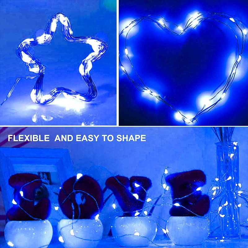 20 LED Starry Bright String Lights 90" Micro Fairy Lights Blue - Battery Operated