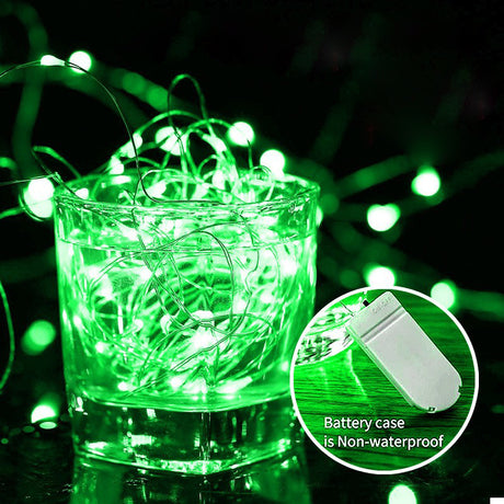 20 LED Starry Bright String Lights 90" Micro Fairy Lights Green - Battery Operated
