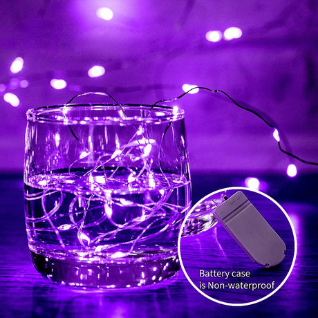 20 LED Starry Bright String Lights 90" Micro Fairy Lights Purple - Battery Operated