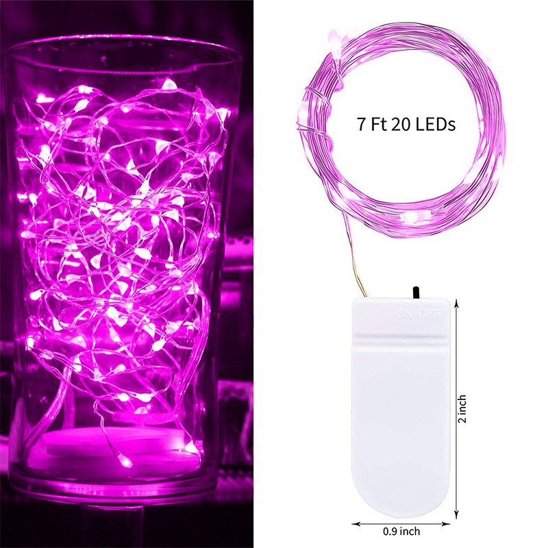 20 LED Starry Bright String Lights 90" Micro Fairy Lights Rose Red - Battery Operated