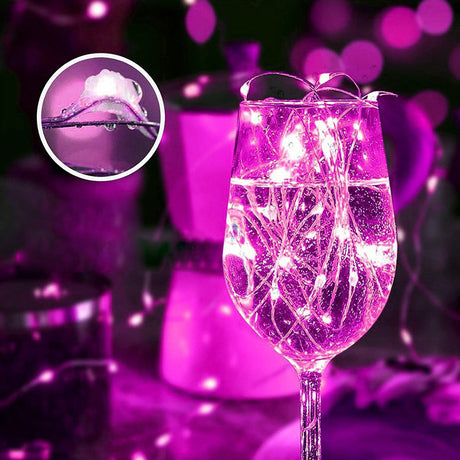20 LED Starry Bright String Lights 90" Micro Fairy Lights Rose Red - Battery Operated