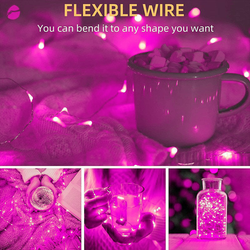 20 LED Starry Bright String Lights 90" Micro Fairy Lights Rose Red - Battery Operated