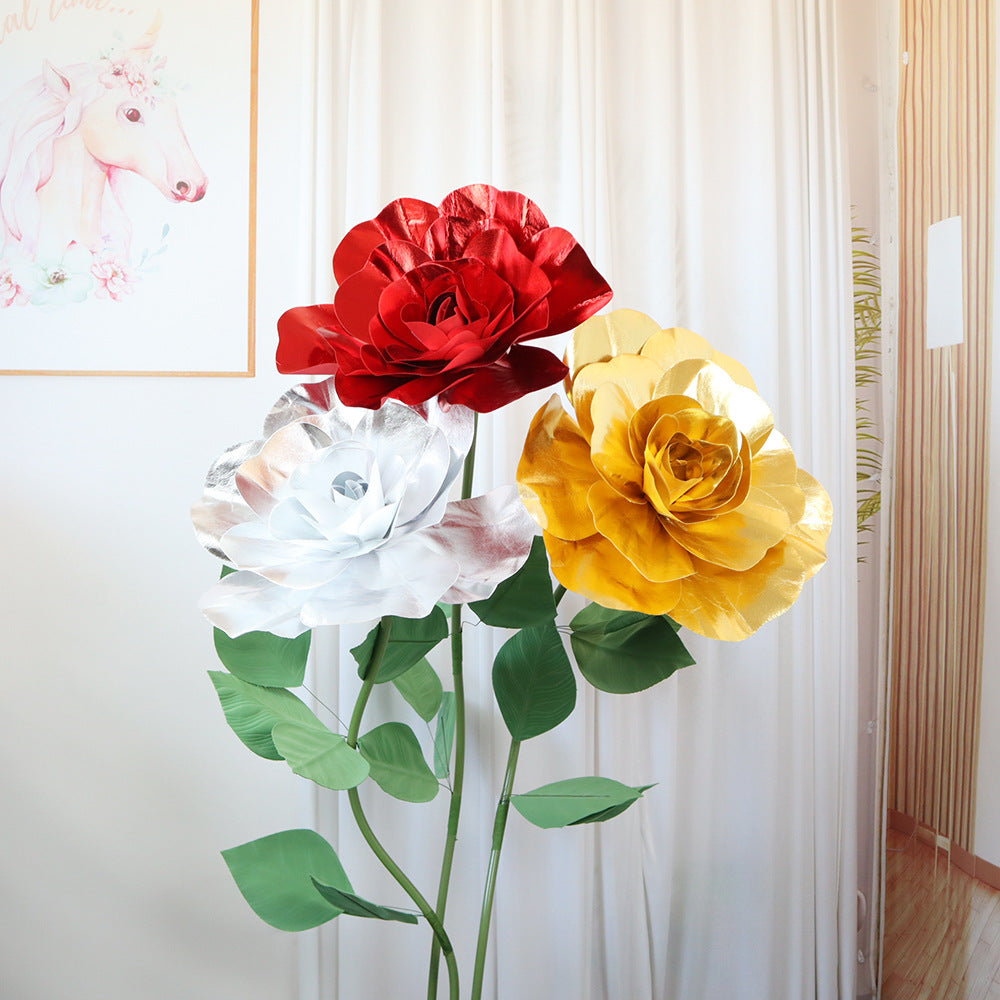 4 Packs Of Simulated Red Rose Wall Decoration 20"