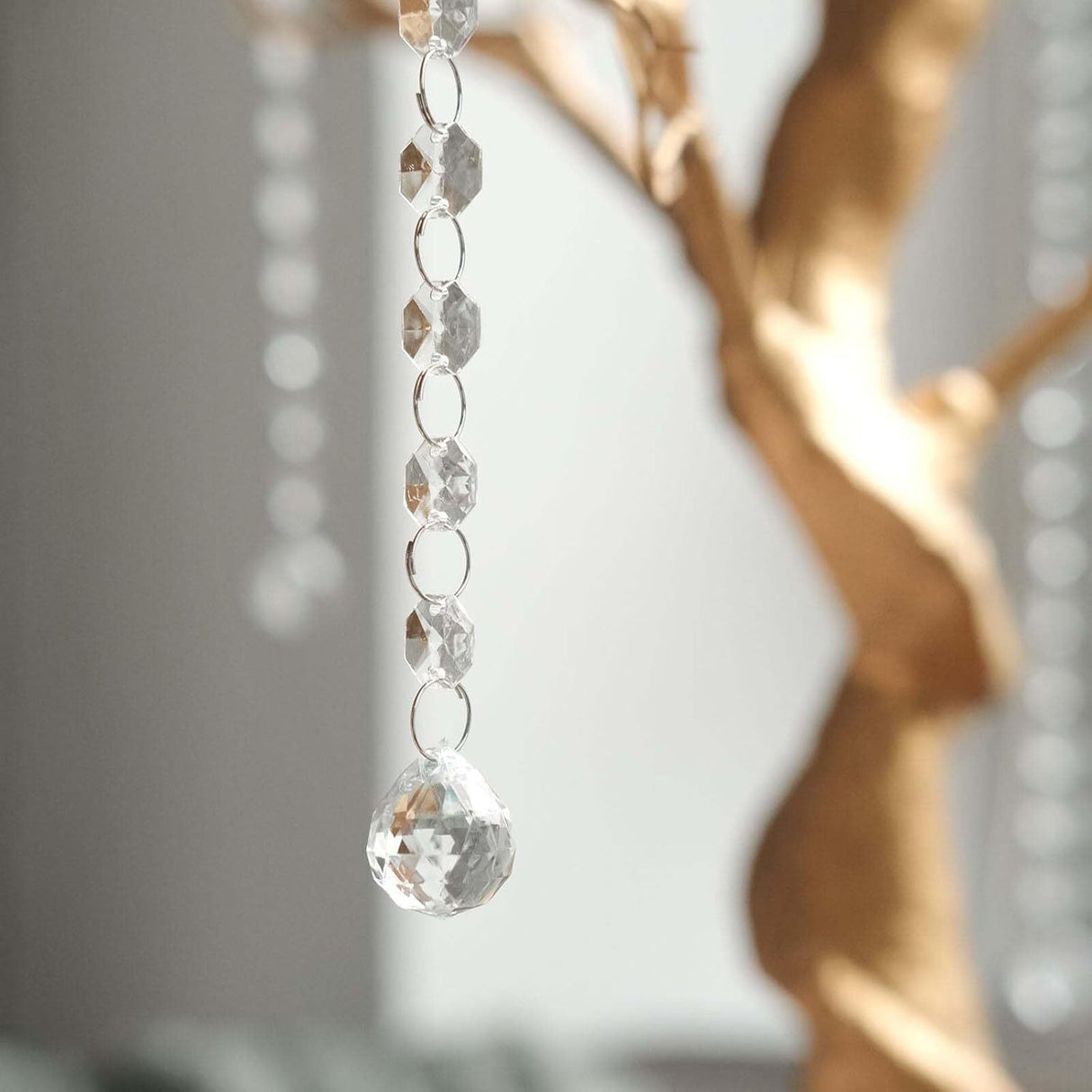 Manzanita Tree Centerpiece 34" Gold with 8 Acrylic Bead Chains