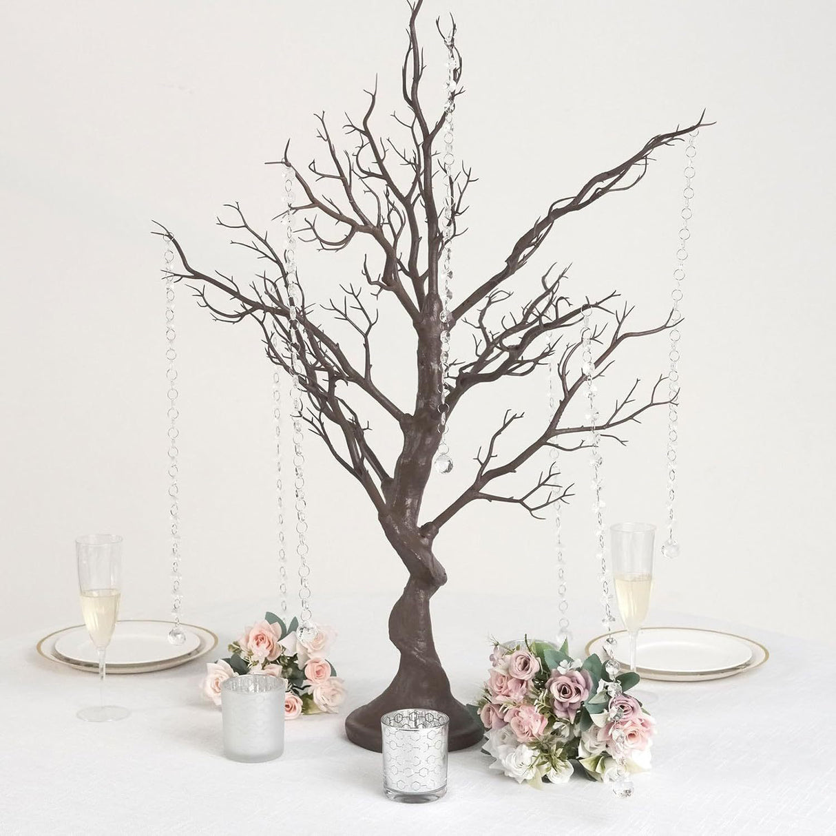 Manzanita Tree Centerpiece 34" Black with 8 Acrylic Bead Chains
