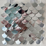 24 Panels Mermaid Scales Sequin Shimmer Wall Photo Backdrop Panels - 24sq.ft Silver