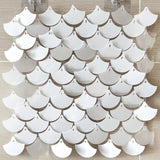 24 Panels Mermaid Scales Sequin Shimmer Wall Photo Backdrop Panels - 24sq.ft White