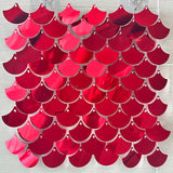 24 Panels Mermaid Scales Sequin Shimmer Wall Photo Backdrop Panels - 24sq.ft Red