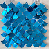 24 Panels Mermaid Scales Sequin Shimmer Wall Photo Backdrop Panels - 24sq.ft Lake Blue