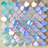 24 Panels Mermaid Scales Sequin Shimmer Wall Photo Backdrop Panels - 24sq.ft Dreamy Blue