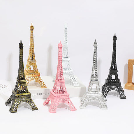 Metal Eiffel Tower Table Centerpiece 10" White
