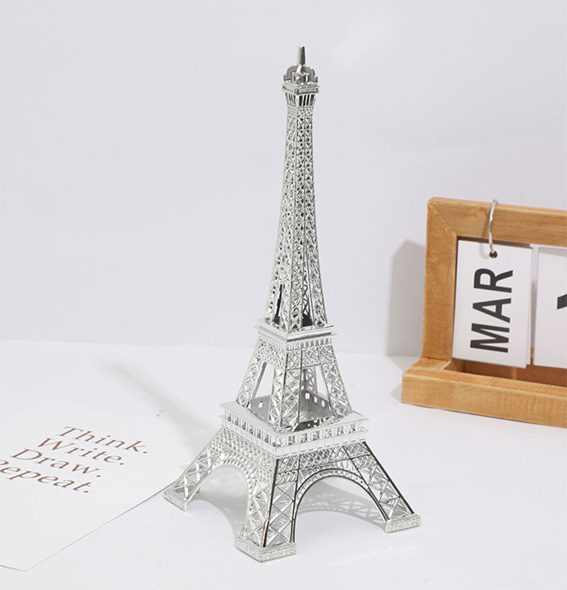 Metal Eiffel Tower Table Centerpiece 10" Silver