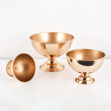 Metal Round Pedestal Flower Pot 10" Gold